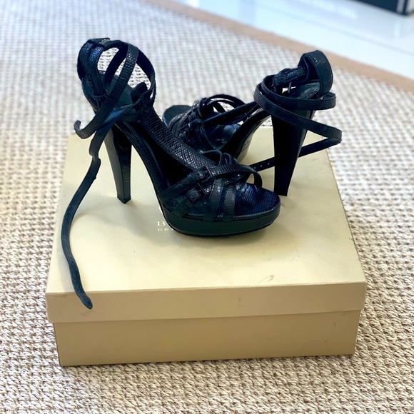 VINTAGE BURBERRY PYTHON PLATFORM HEELS 39 - Picture 2 of 7
